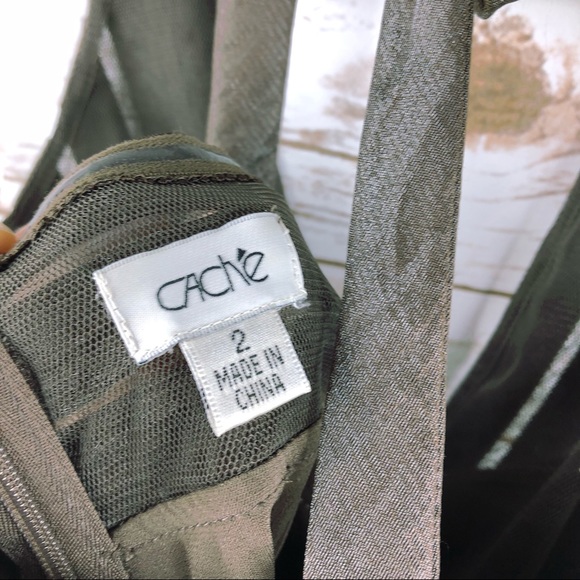 Cache brown ruffle vneck halter shimmer midi dress - Picture 7 of 8